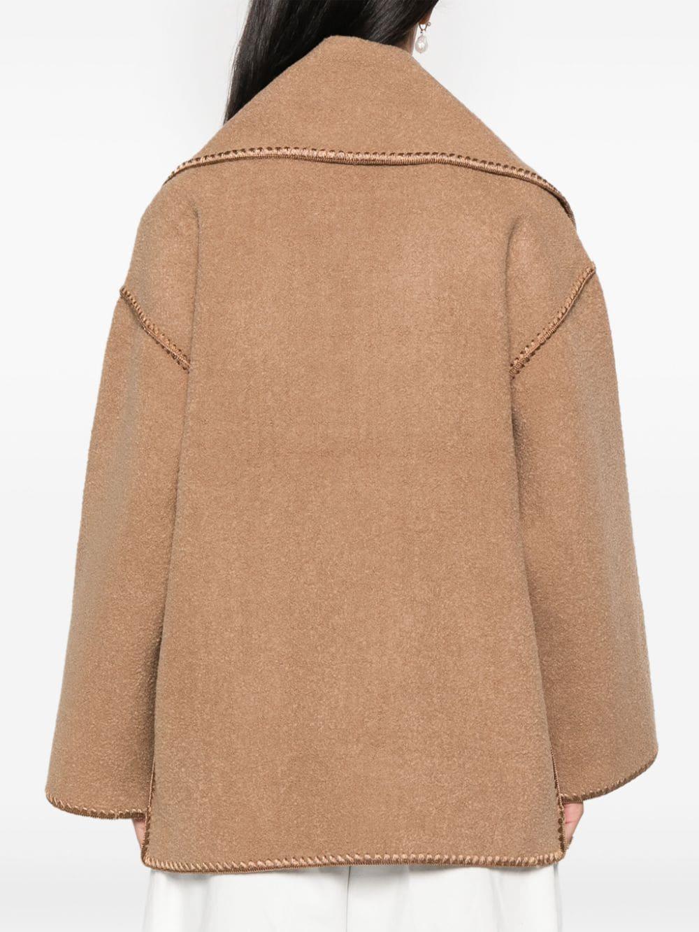 TOTÊME Whipstitch-trim Scarf Jacket In Brown Product Image