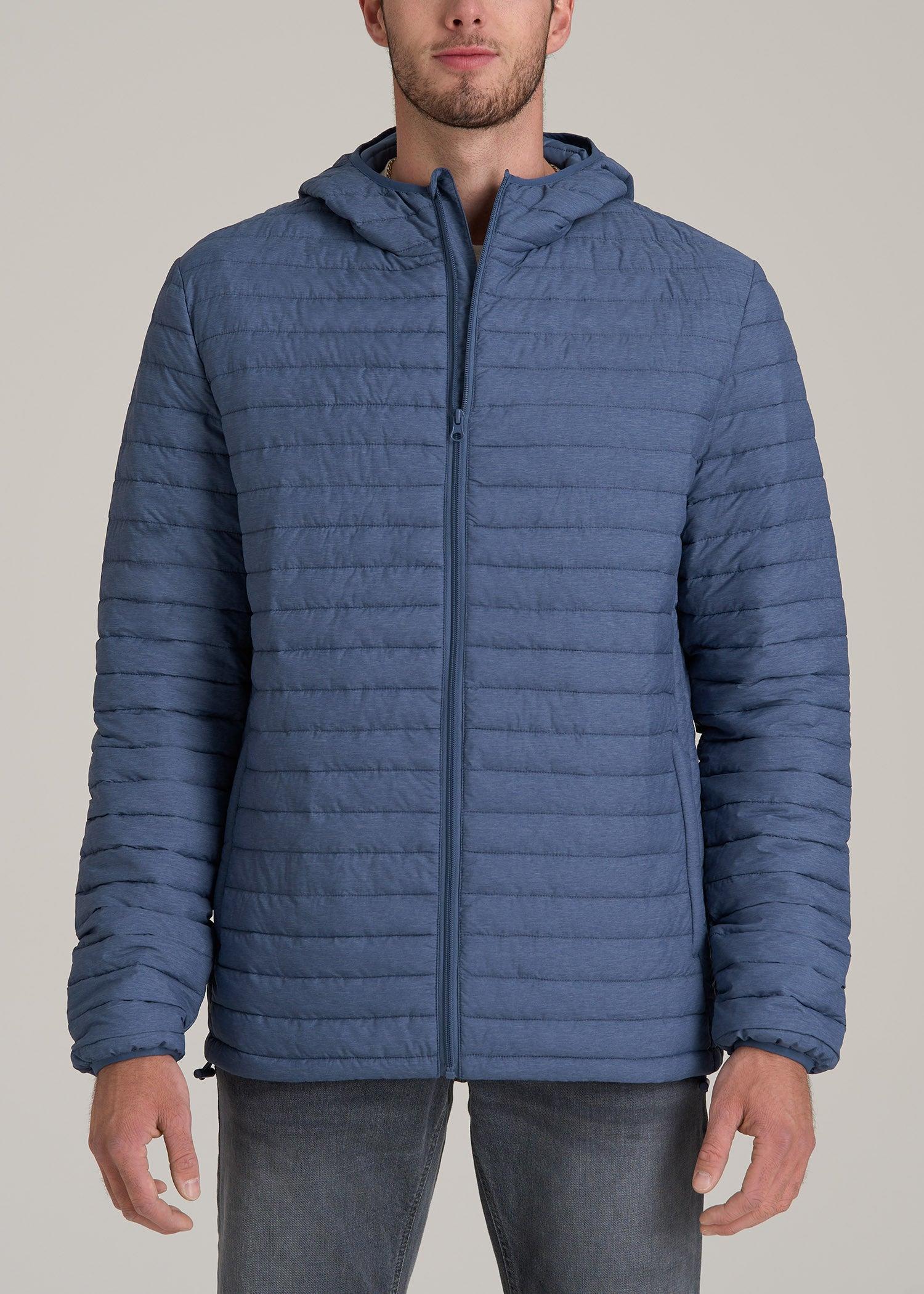 Tall Men's Packable Puffer Jacket in Steel Blue Male Product Image