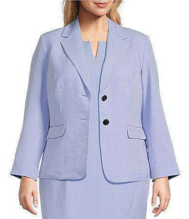 Kasper Plus Size Sophie Two Button Notch Lapel Long Sleeve Crepe Blazer Product Image