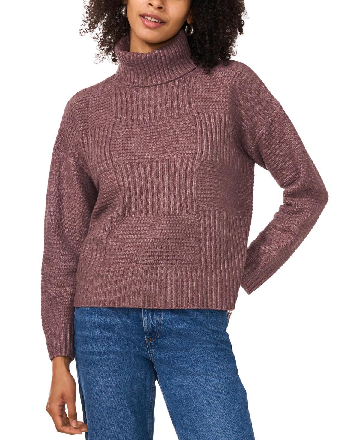 Vince Camuto Womens Mixed-Stitch Turtleneck Sweater Product Image