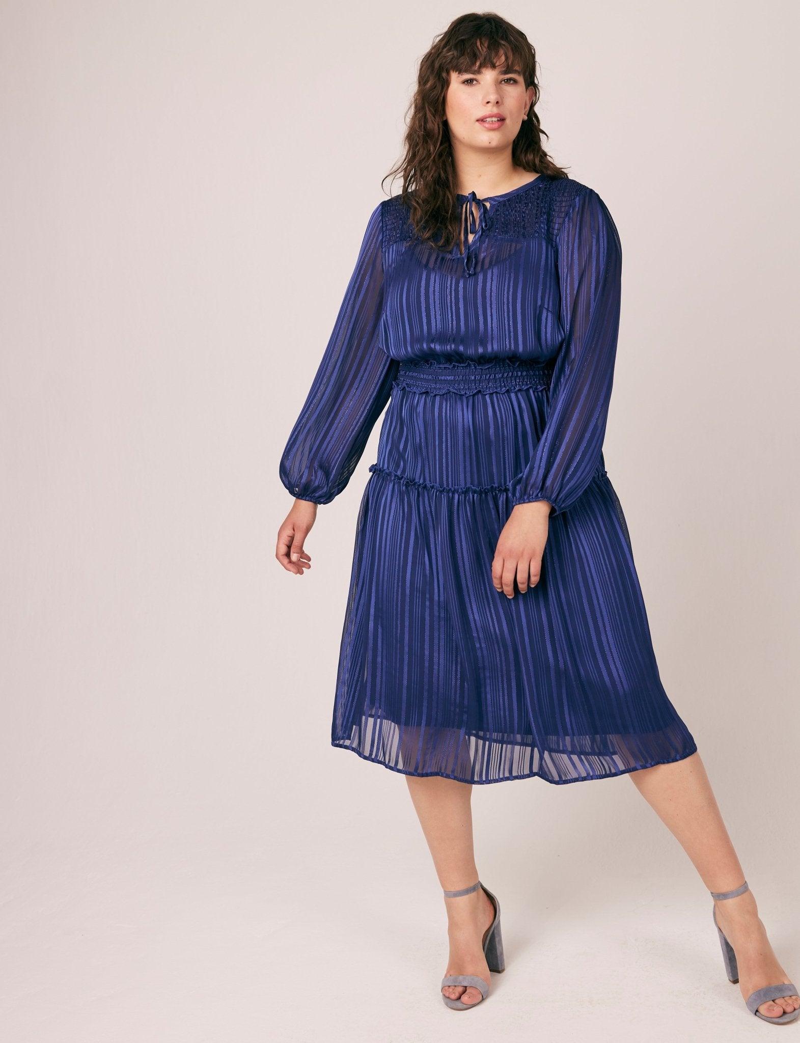 Figueroa & Flower Satin Stripe Midi Dress - Plus Product Image