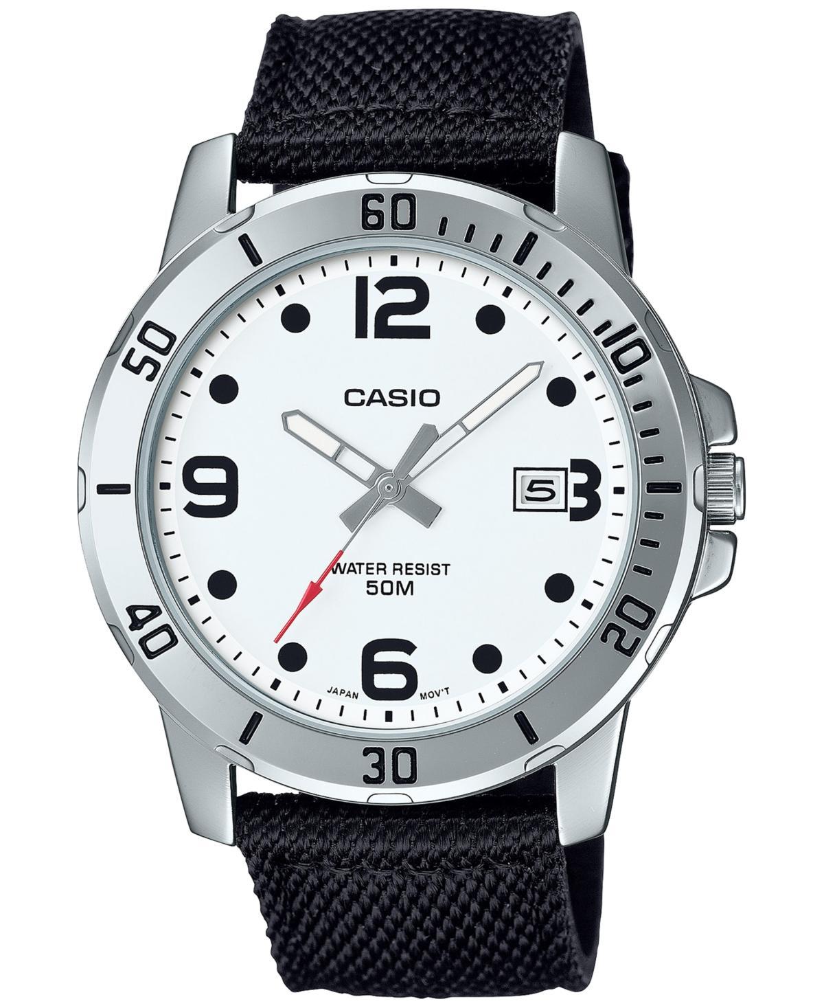 Casio Mens Black Cloth Strap Watch 45mm, MTPVD01C-7BV Product Image