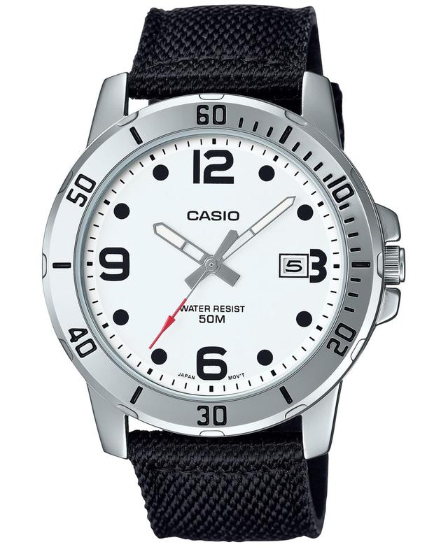 Casio Mens Black Cloth Strap Watch 45mm, MTPVD01C-7BV - Black Product Image