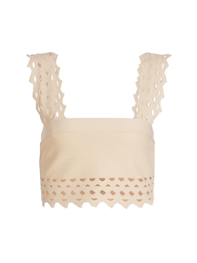 Womens Laser-Cut Lace Crop Top Product Image