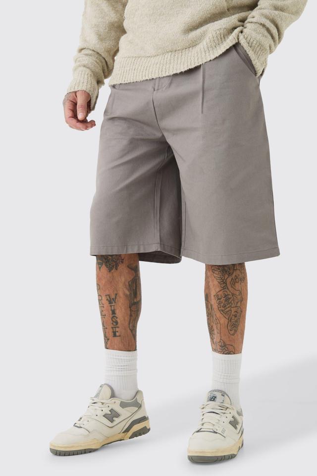 Tall Fixed Waist Twill Jort | boohooMAN USA Product Image