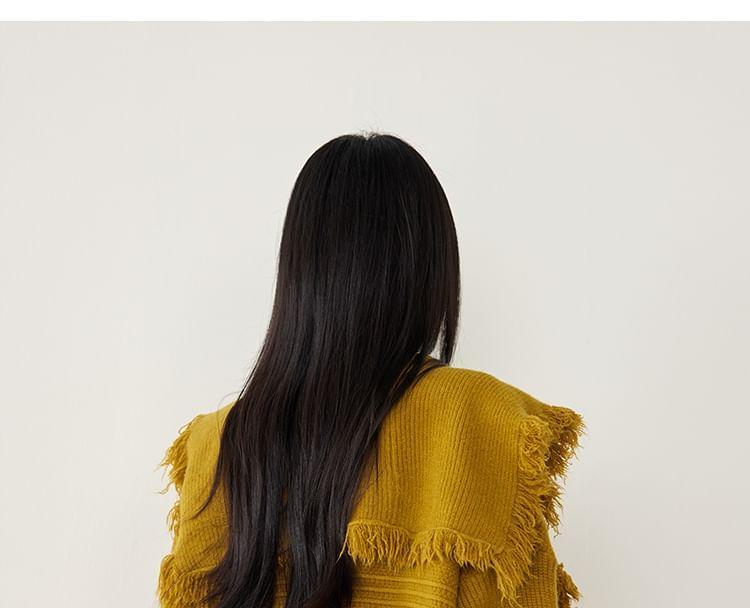 Frayed Open Front Plain Cardigan Product Image