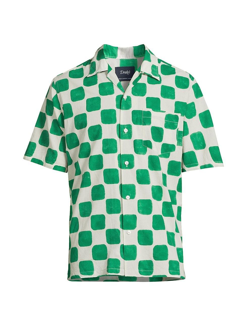 Mens Camp Collar Checkerboard Block Print Shirt Product Image