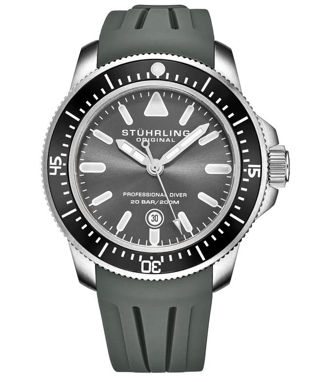 Stuhrling Mens Gray Silicone Rubber Strap Watch 43mm Product Image