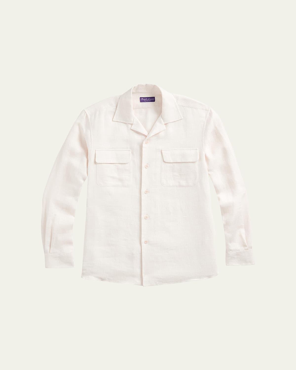 Mens Maxwell Textured Linen-Blend Camp Shirt Product Image