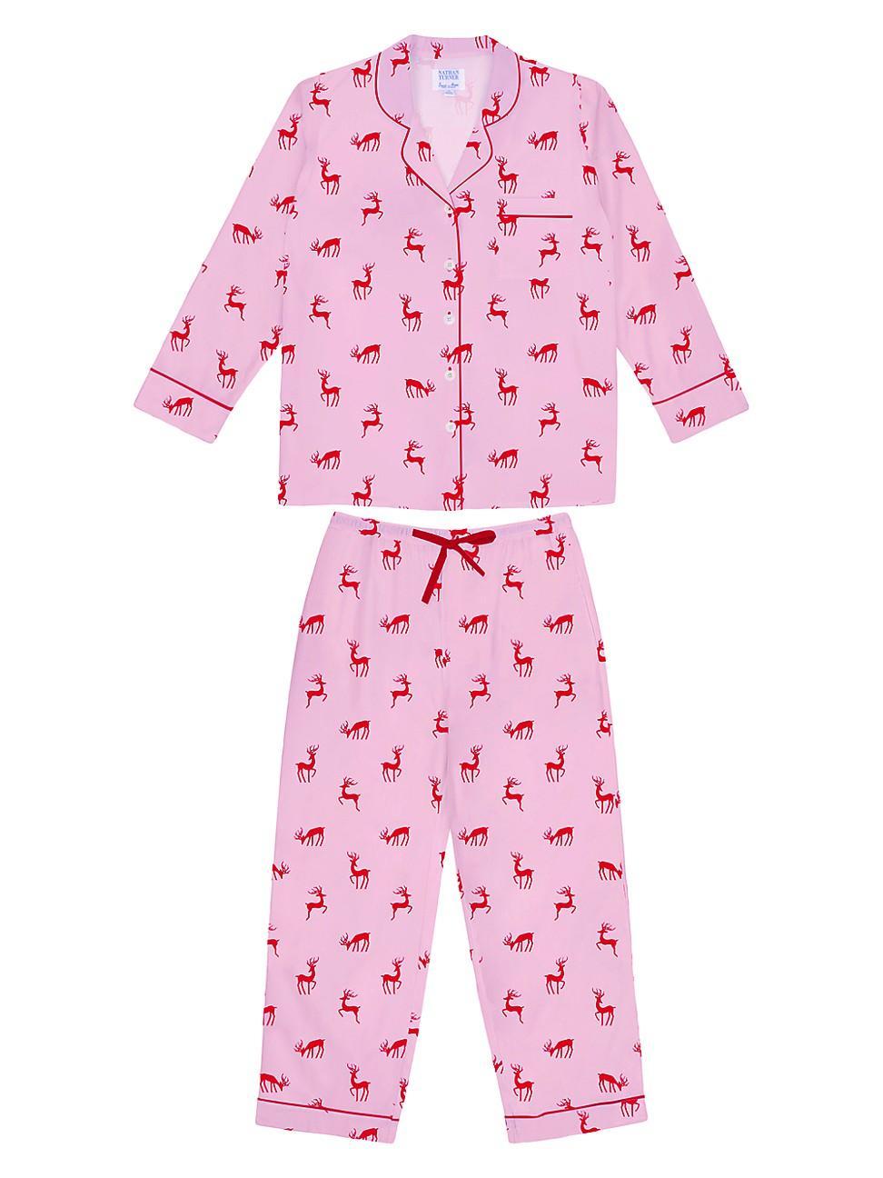 Womens Reindeer Long Pajama Set Product Image