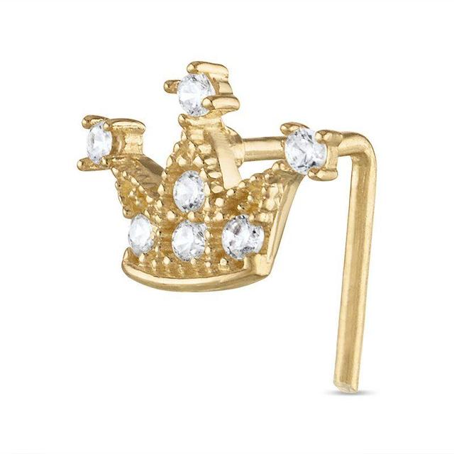 10k Gold Cubic Zirconia Crown L-Post Nose Stud, Womens, Yellow Product Image