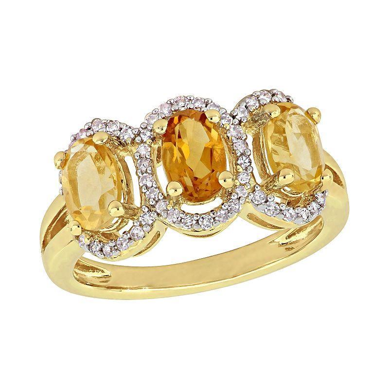 Stella Grace Citrine & 1/5 Carat T.W. Diamond Halo Ring, Womens, Gold Tone Product Image