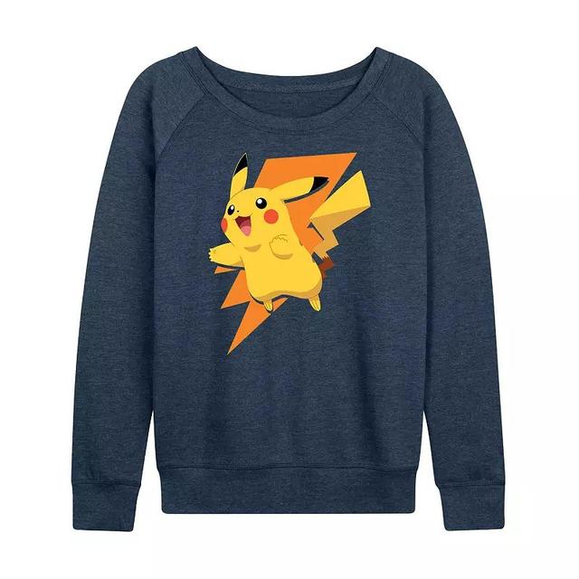 Womens Pokemon Pikachu Bolt Slouchy Graphic Sweatshirt Grey Indigo Product Image