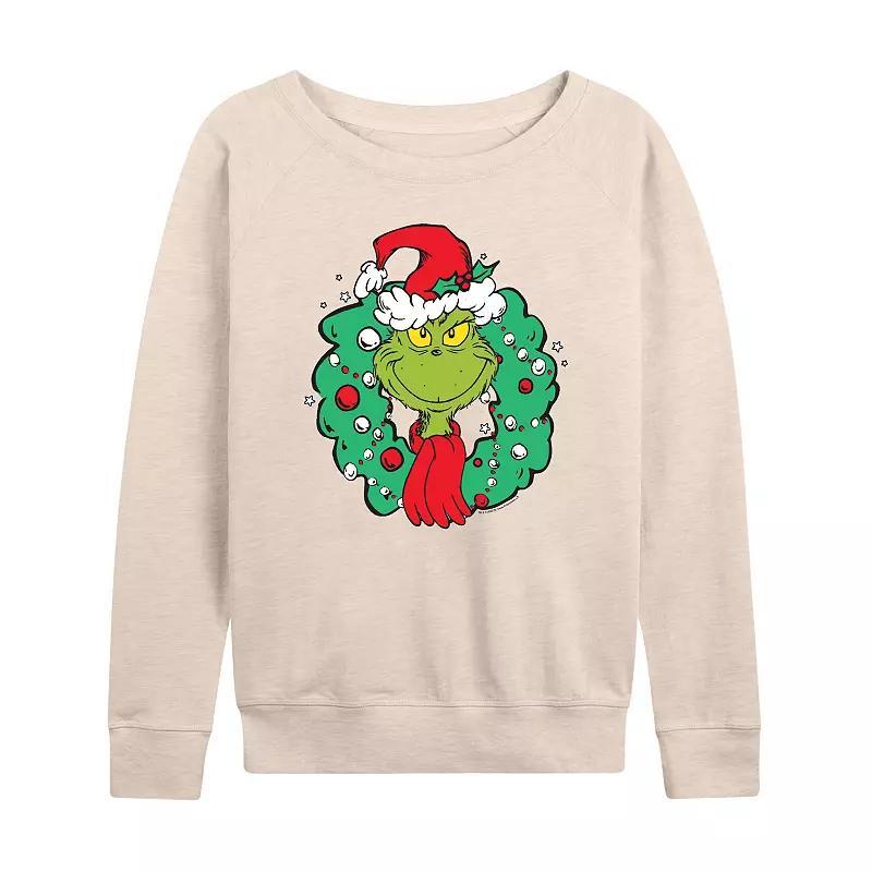 Womens Dr. Seuss The Grinch Wreath Lightweight French Terry Sweatshirt, Girls product image