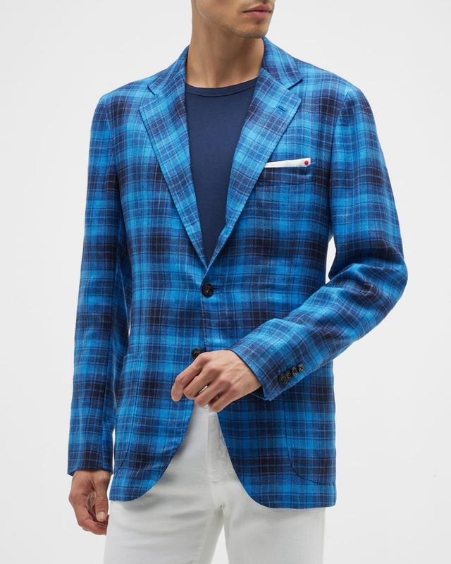 Kiton Men's Plaid Cashmere-Blend Sport Jacket - Size: 52R EU (41R US) - BLUE MULTI Product Image