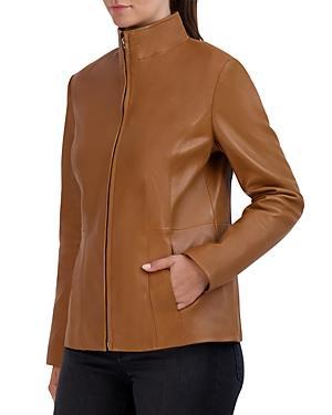 Cole Haan Womens Petite Leather Coat Product Image