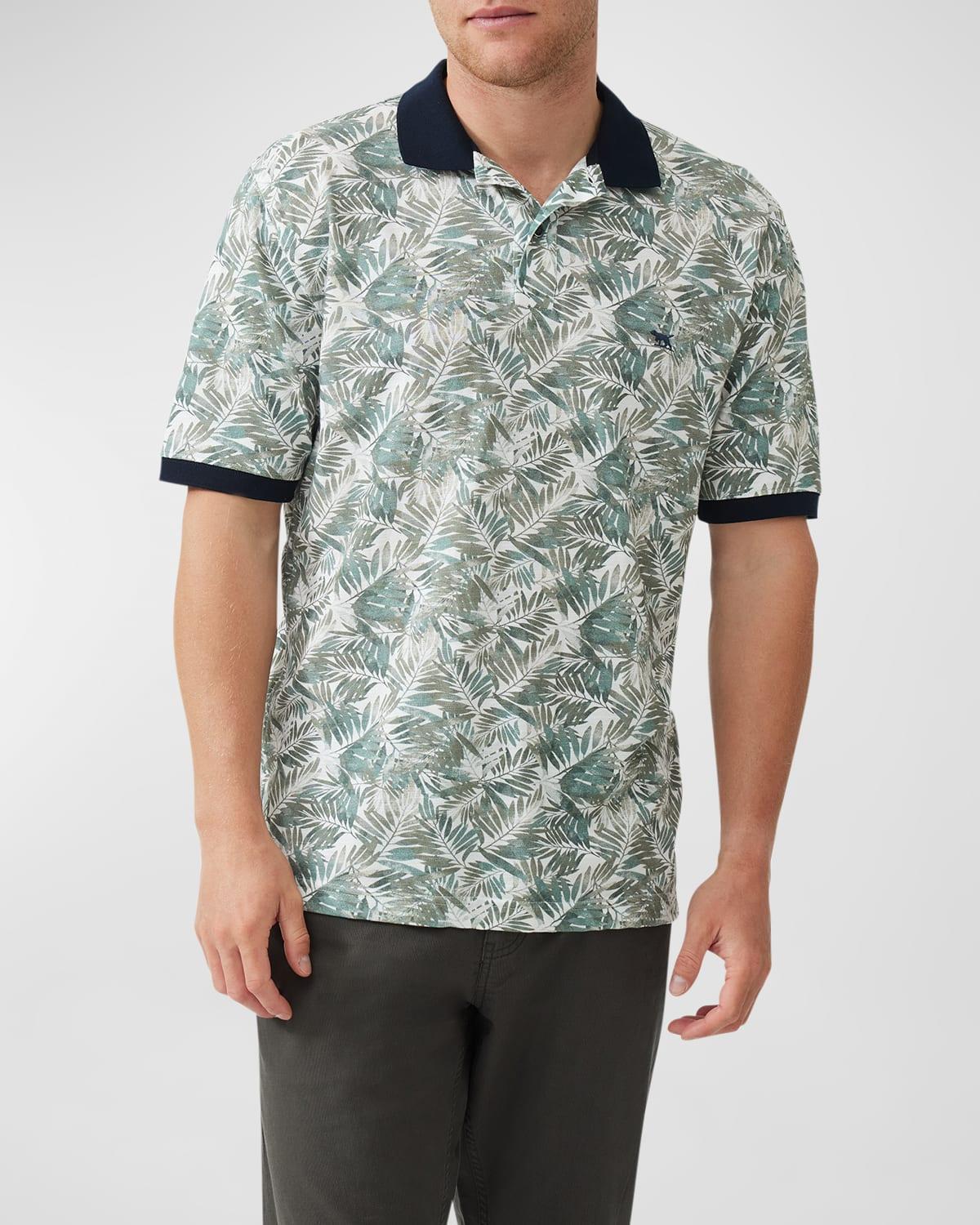 Mens Arundeale Cotton Leaf-Print Polo Shirt Product Image