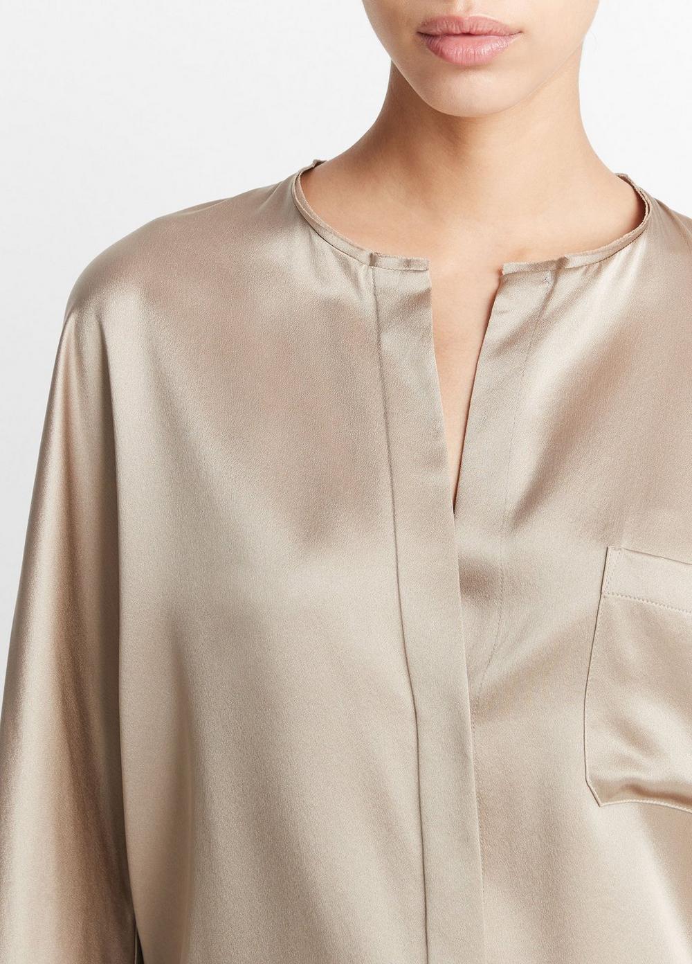 Silk Raw-Edge Button-Front Blouse Product Image