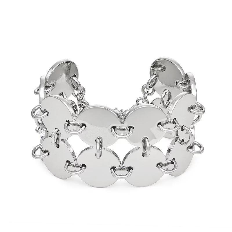 Simply Vera Vera Wang Silver Tone 2-Row Disk Cuff Bracelet, Womens Product Image