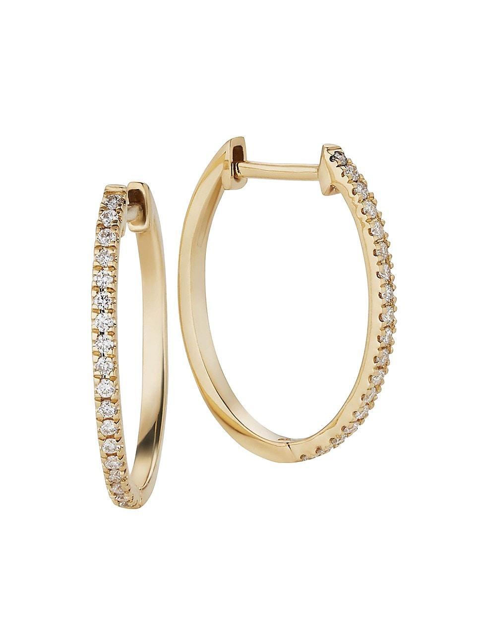 Womens 14K Yellow Gold Shine Bright Medium Diamond Hoops Product Image