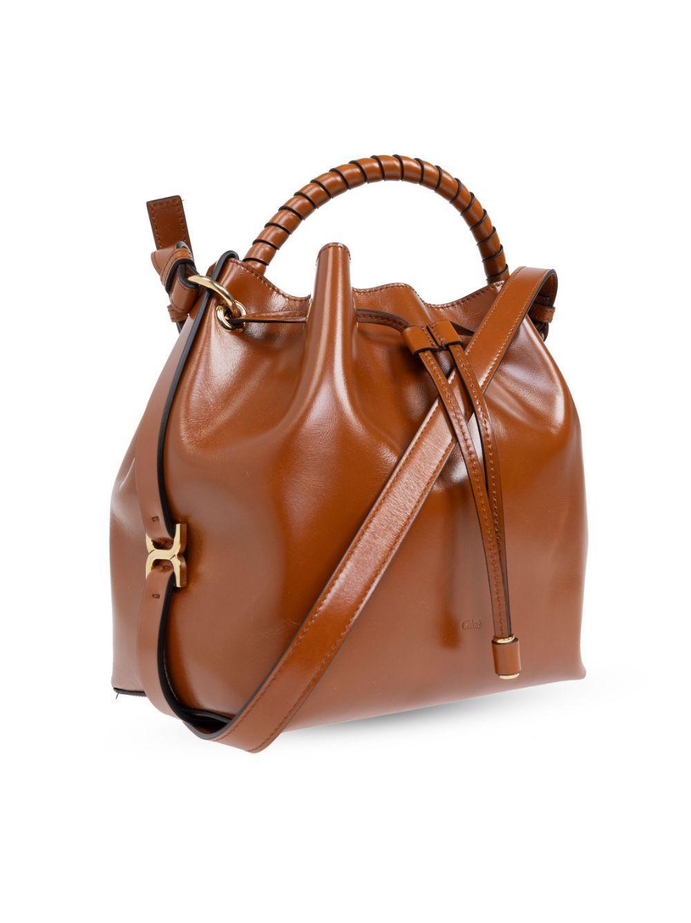 Leather Bucket Bag In Brown Product Image