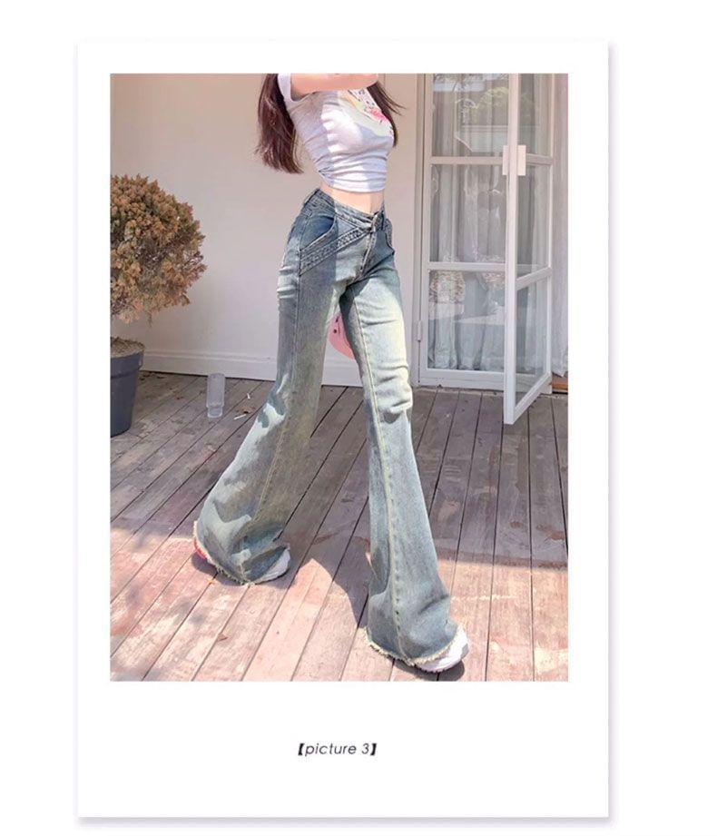 High Waist Washed Flared Jeans Product Image