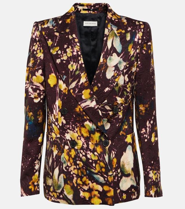 DRIES VAN NOTEN Floral Double-breasted Blazer In Multicoloured Product Image