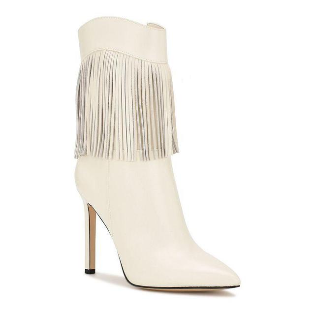 Nine West Tries Womens Fringe Ankle Boots Ivory Product Image