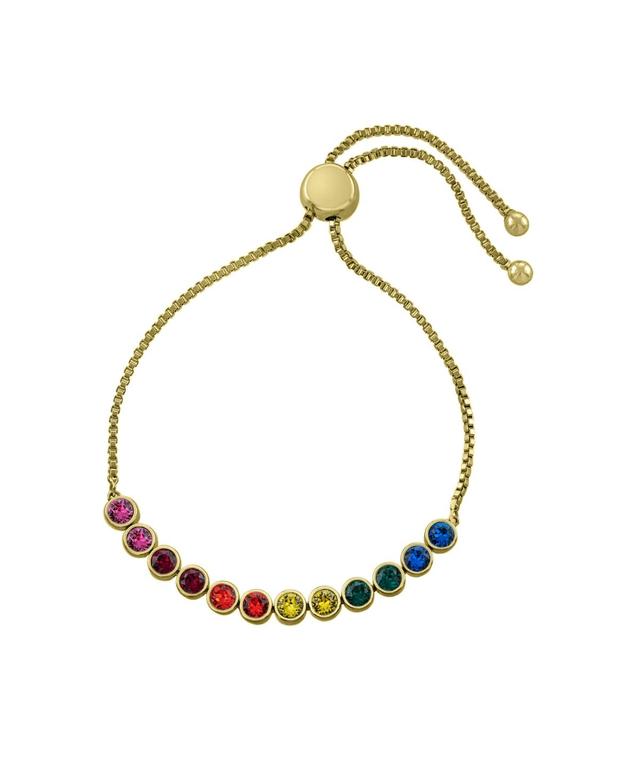 Womens Rainbow Crystal Bezel Set Adjustable Bracelet Product Image