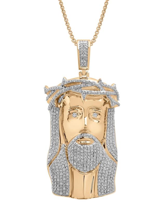 Mens Diamond Christ 22 Pendant Necklace (1/2 ct. t.w.) in 14k Gold-Plated Sterling Silver Product Image