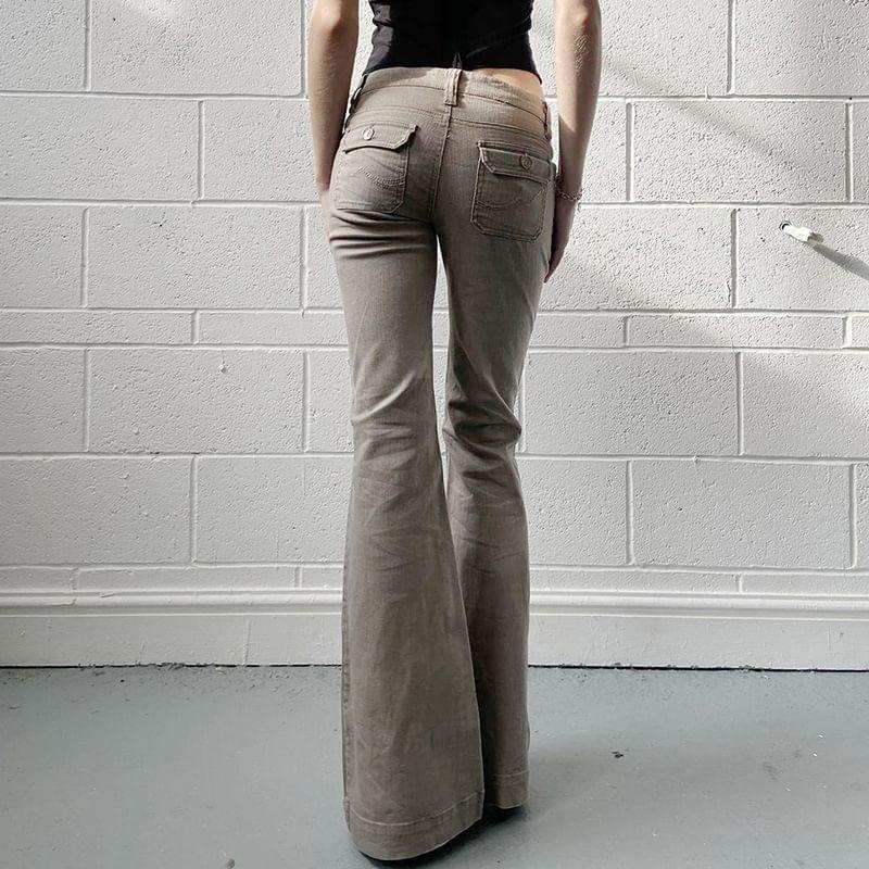 Low Rise Plain Flared Pants Product Image