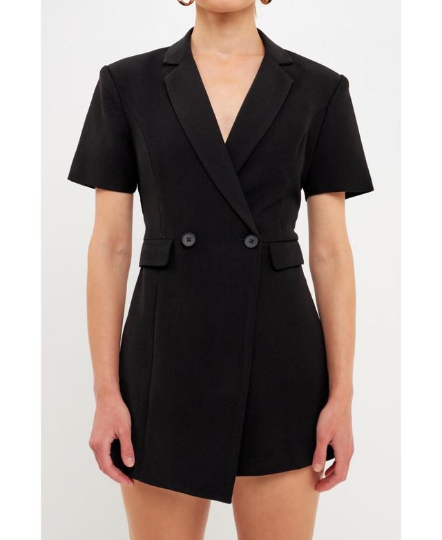 Womens Short Sleeve Blazer Romper Product Image