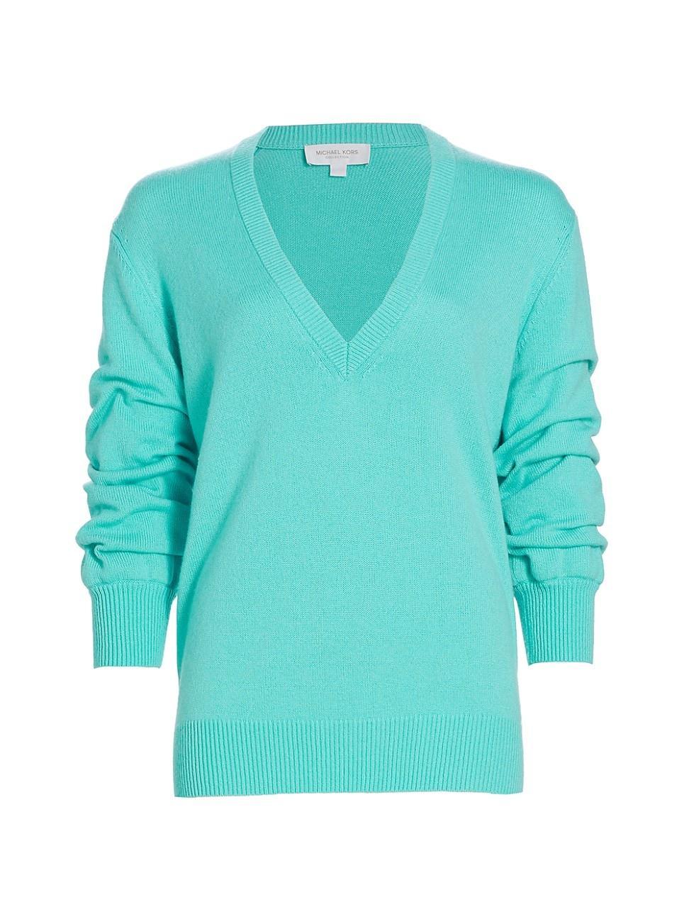 Womens Cashmere Ruched-Sleeve Sweater Product Image