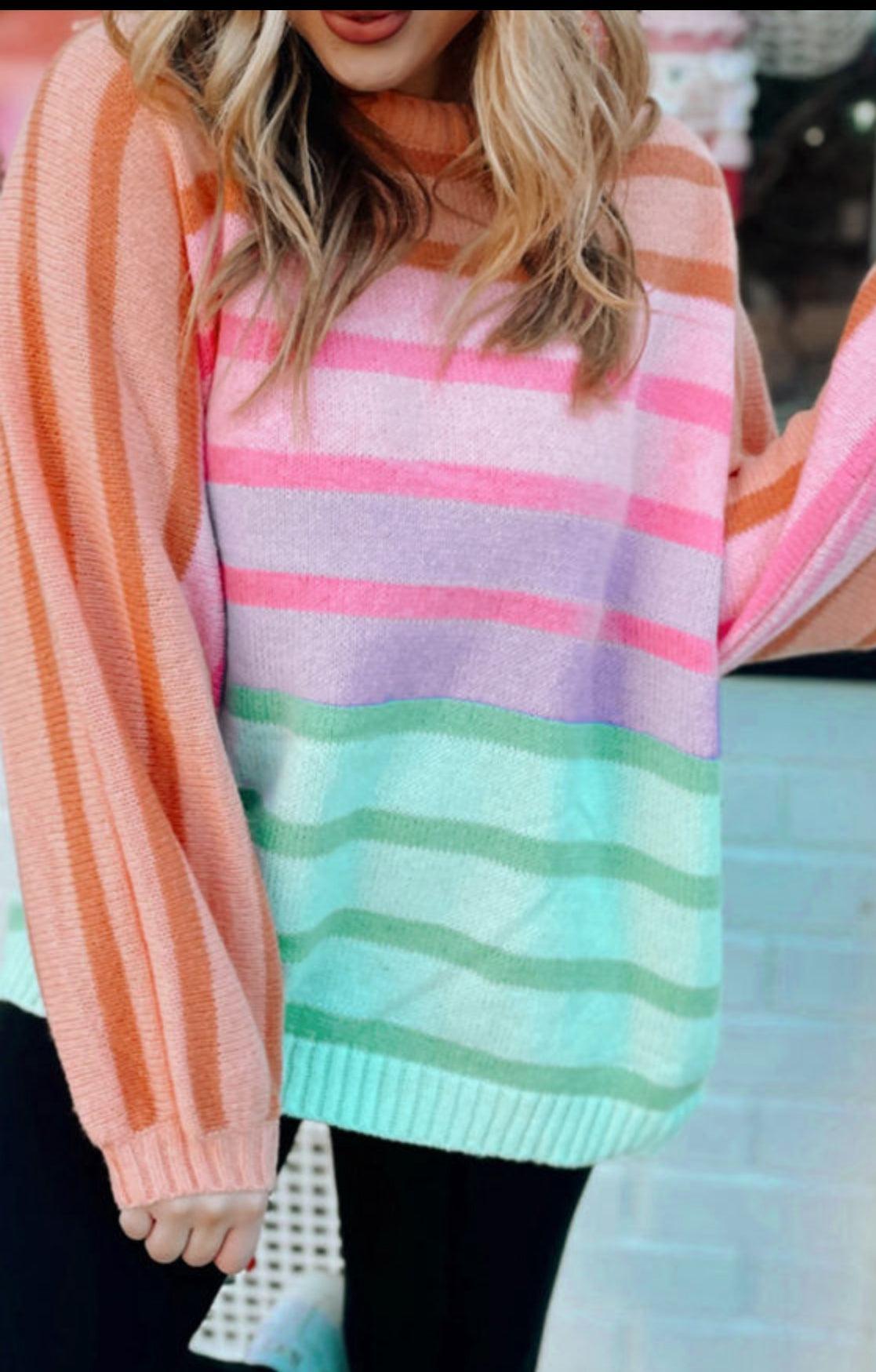 Multi Striped Loose Sweater Product Image