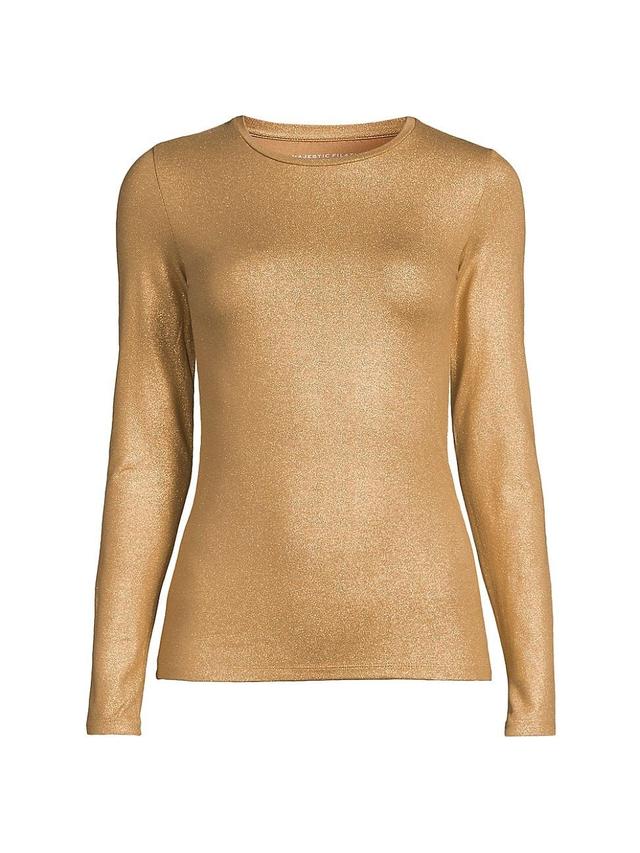 Womens Soft Touch Metallic Crewneck Top Product Image