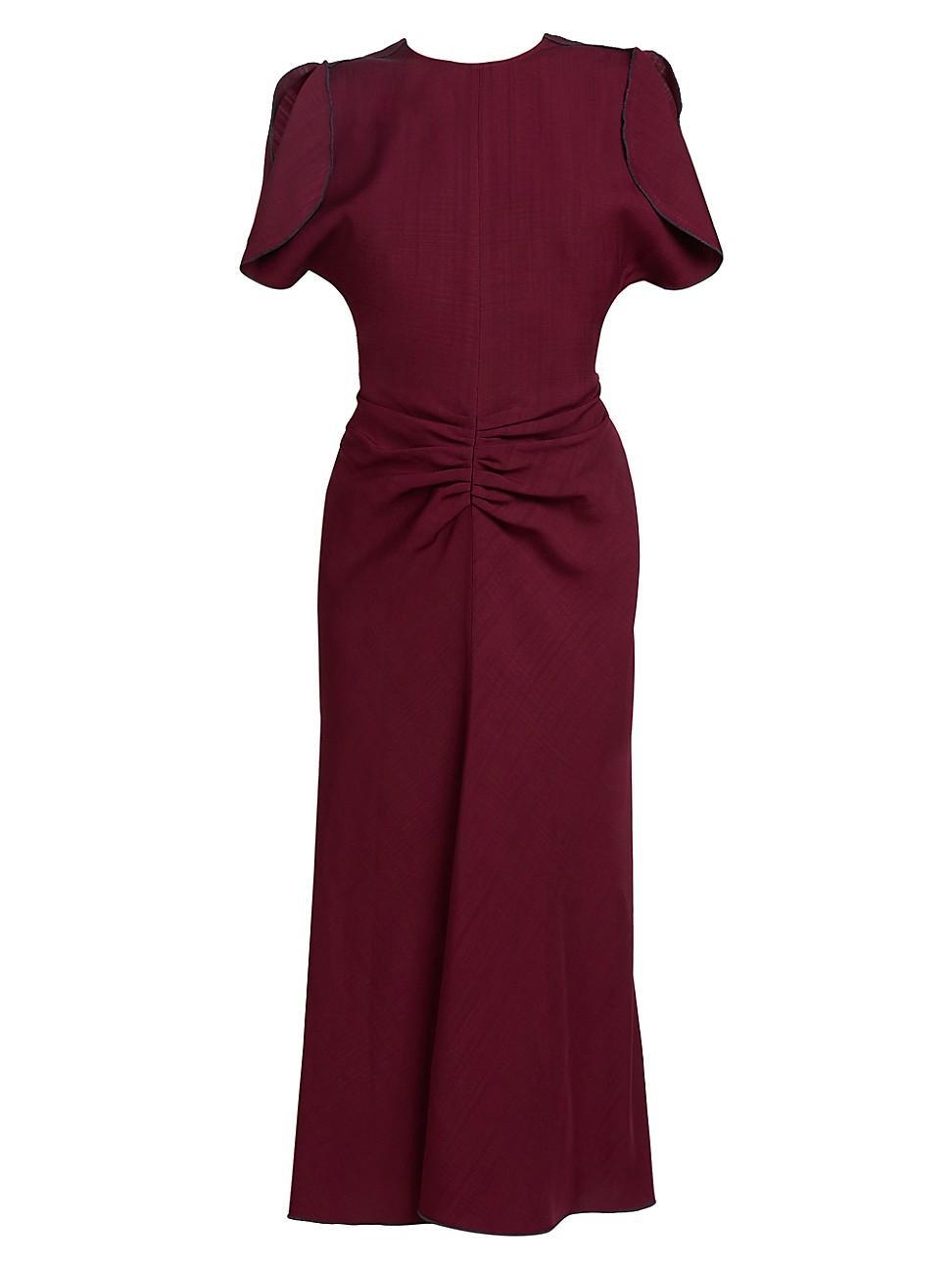 Womens Gathered-Waist Midi-Dress Product Image