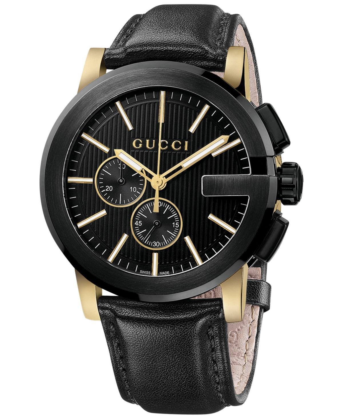 Gucci Unisex Swiss G-Chrono Xl Black Leather Strap Watch 44mm YA101203 Product Image