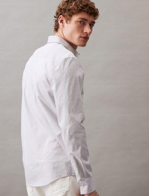 Stretch Cotton Slim Fit Thin Stripe Button-Down Shirt Product Image