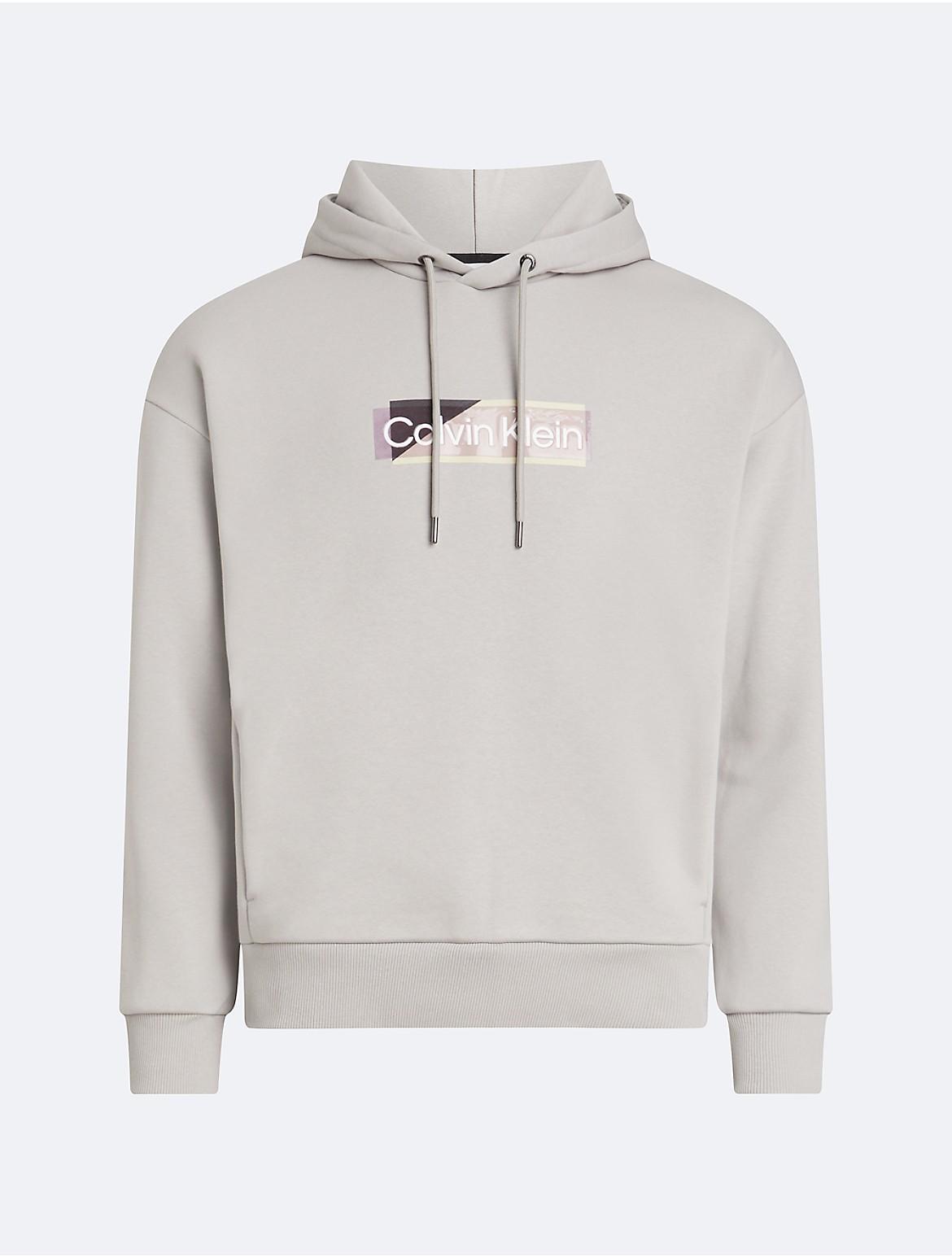 Calvin Klein Mens Layered Gel Logo Hoodie - Grey - S Product Image