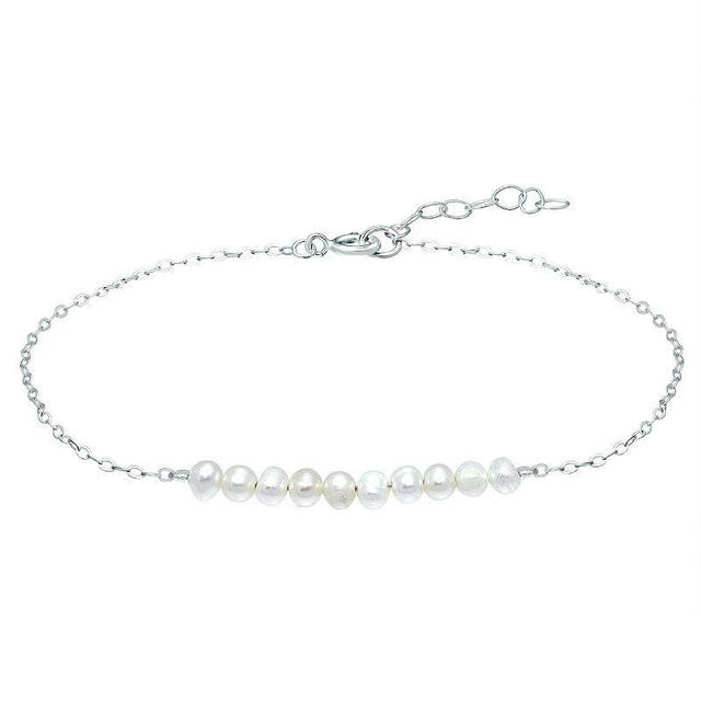 Aleure Precioso Sterling Silver Beaded Anklet, Womens White Product Image