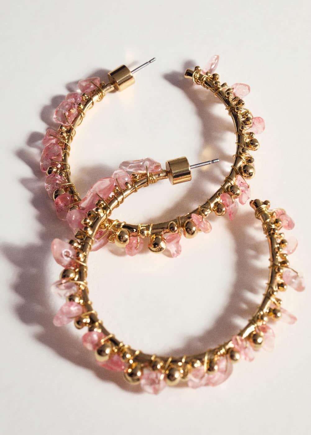 MANGO - Bead hoop earrings - One size - Women Product Image