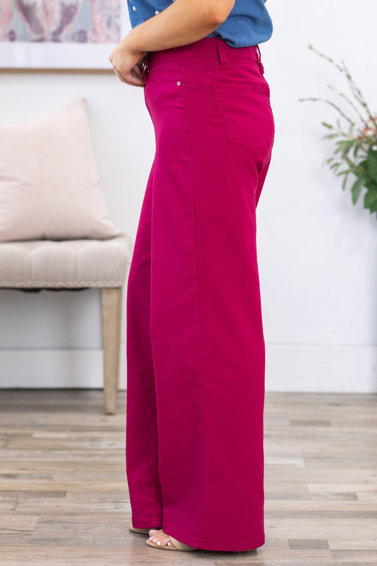 YMI Dark Fuchsia Hyperstretch Wide Leg Pants Product Image