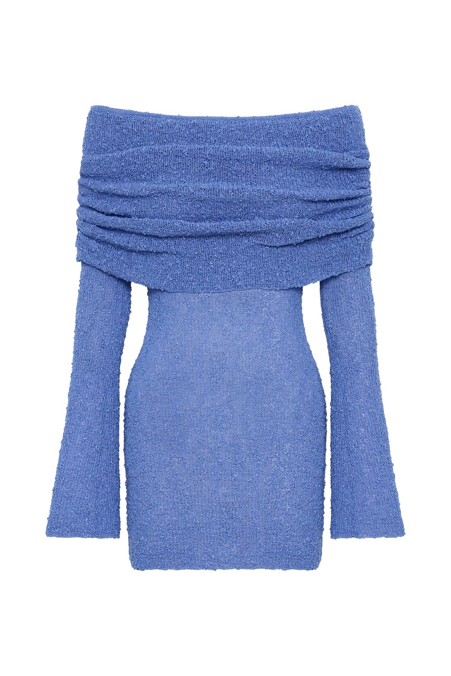 Marisol Off Shoulder Boucle Mini Dress - Periwinkle Product Image