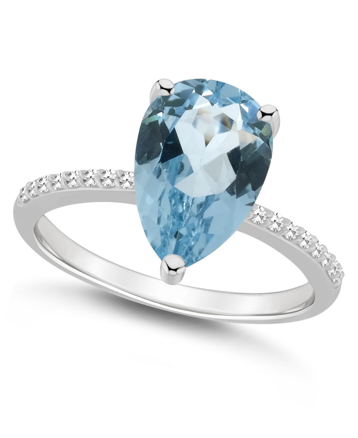 Alyson Layne Sterling Silver 10 mm x 8 mm Pear Shape Gemstone & 1/10 Carat T.W. Diamond Ring, Womens Blue Product Image