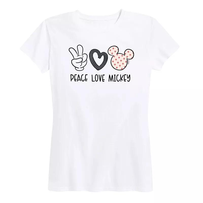 Disneys Mickey Mouse Womens Peace Love Graphic Tee Product Image