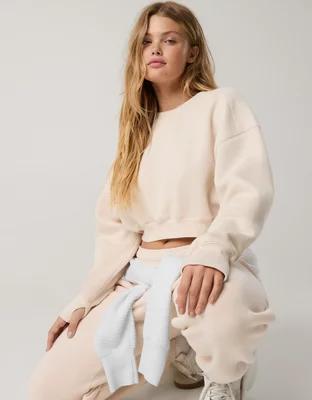 OFFLINE By Aerie Cloud Fleece Cropped Crewneck Sweatshirt Product Image