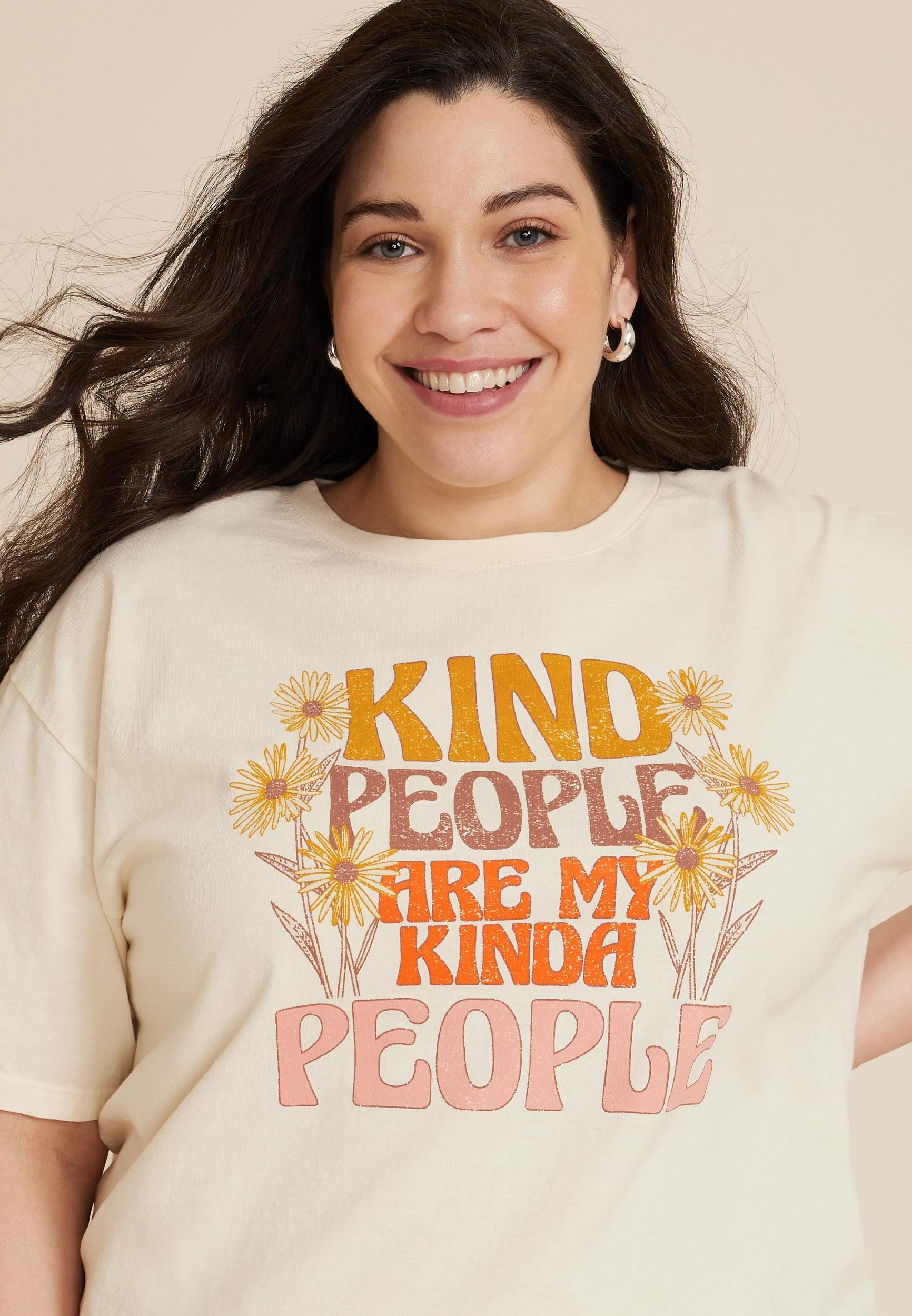 Maurices 1X Plus Size Womens Kind People Are My Kinda People Oversized Fit Graphic Tee White Product Image