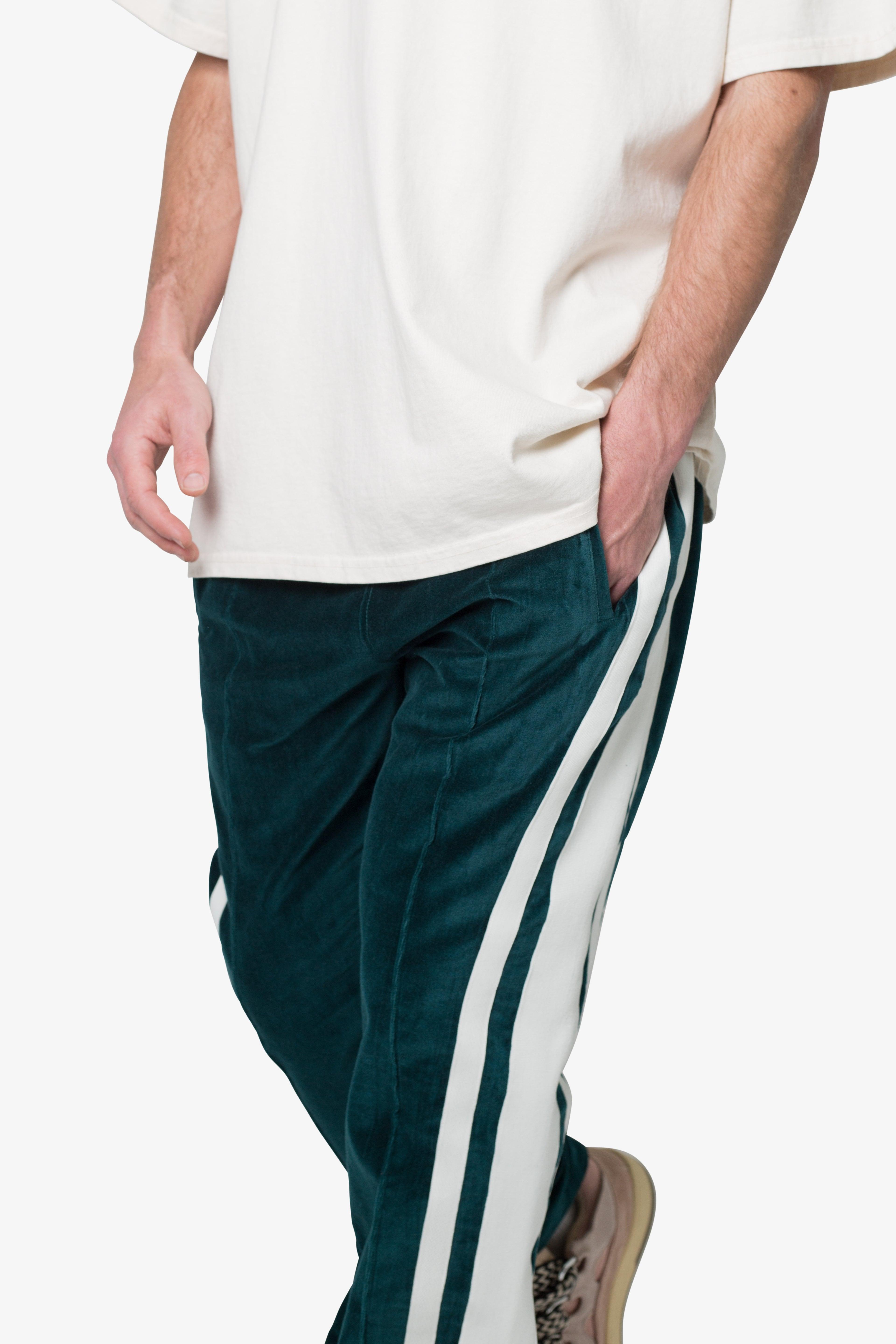 Baggy Velour Track Pants - Green Product Image