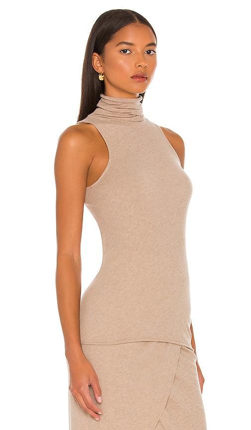 Enza Costa Cashmere Halter Turtleneck in Taupe. - size L (also in XL, XS) Product Image