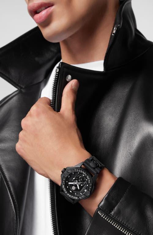 PHILIPP PLEIN The $kull Silicone Strap Watch, 44mm In Black/black Product Image